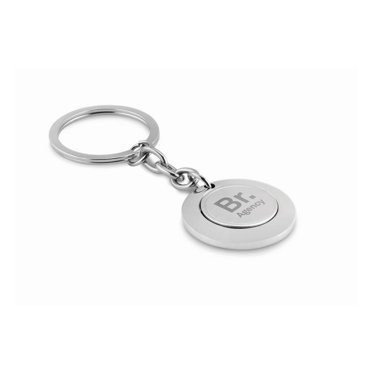 Breloc rotund cu fisă FLAT RING Argintiu lucios