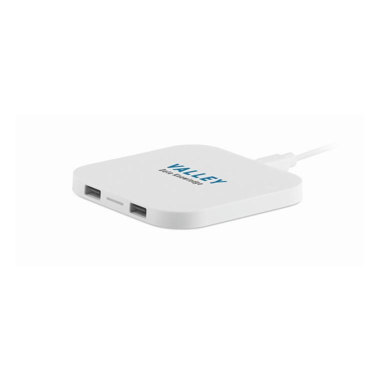 Încărcător fără fir cu portUSB UNIPAD Alb