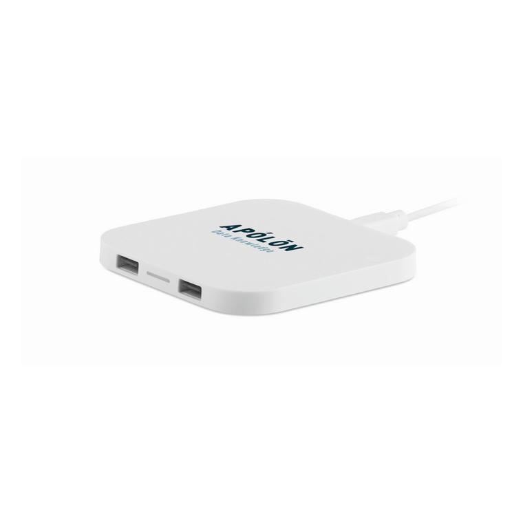 Încărcător fără fir cu portUSB UNIPAD Alb