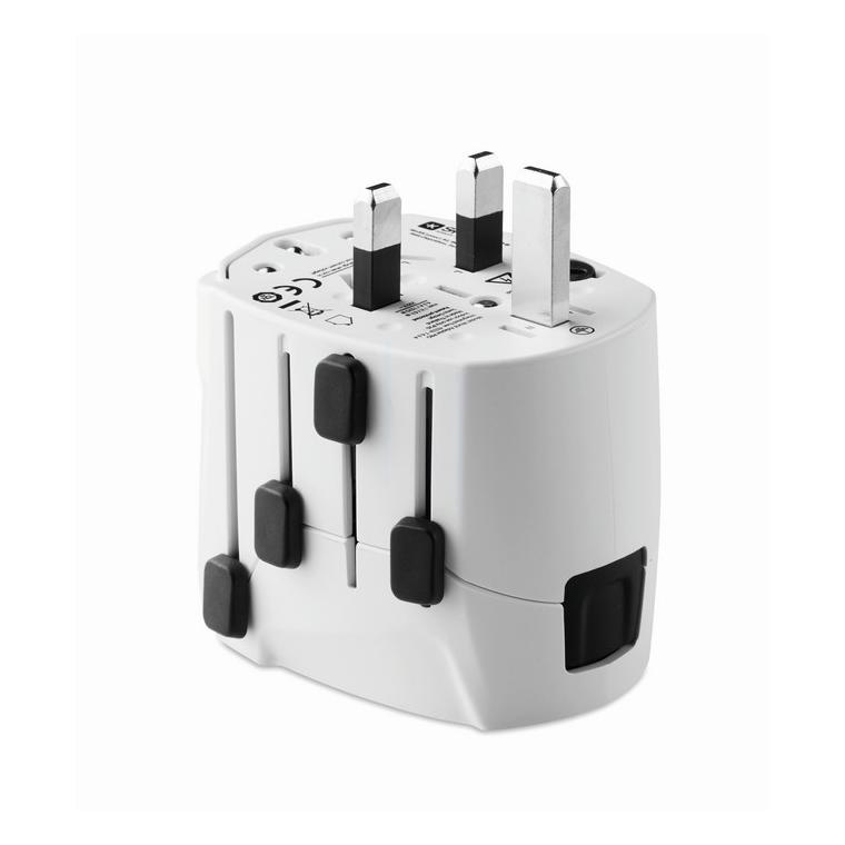 Adaptor pentru priză 3 poli PRO WORLD & USB Alb