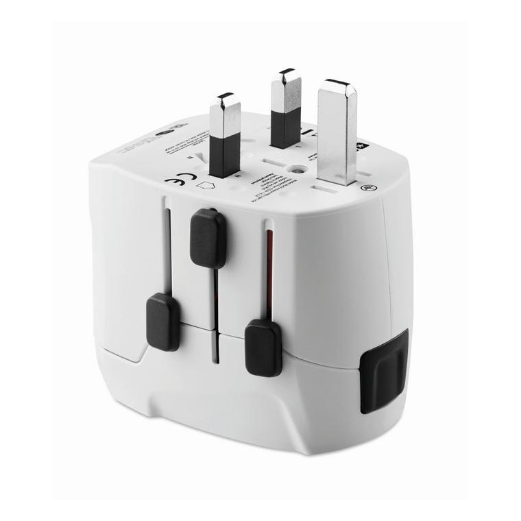 Adaptor pentru priză 3 poli PRO LIGHT USB Alb