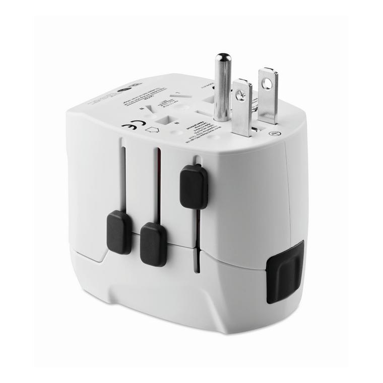 Adaptor pentru priză 3 poli PRO LIGHT USB Alb