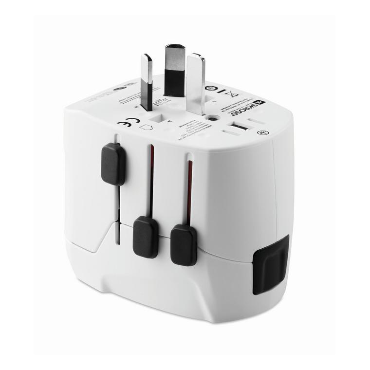 Adaptor pentru priză 3 poli PRO LIGHT USB Alb