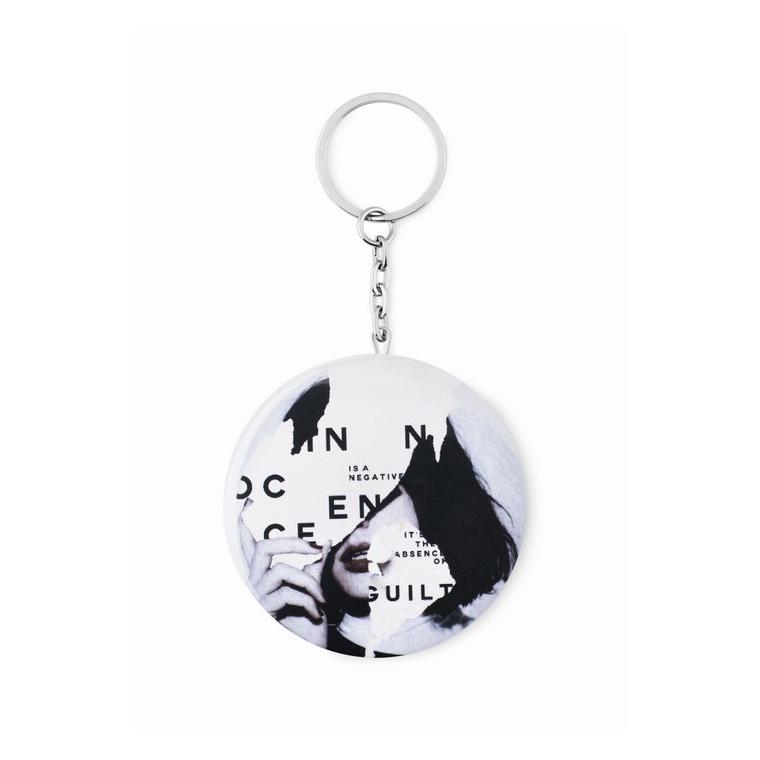 Breloc metalic cu desfăcător PIN FLASK Argintiu mat