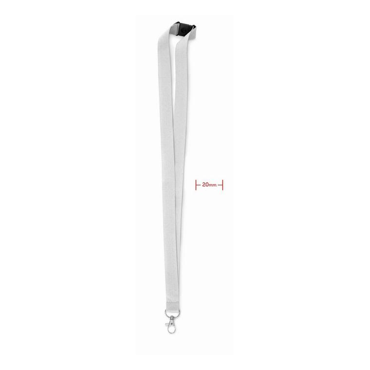 Lanyard, cârlig metal, buclă. PANY Alb