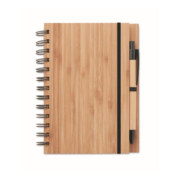 Carnet din bambus cu pix BAMBLOC Natur