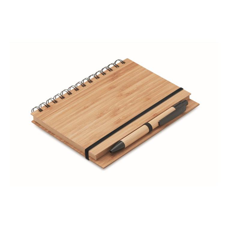 Carnet din bambus cu pix BAMBLOC Natur