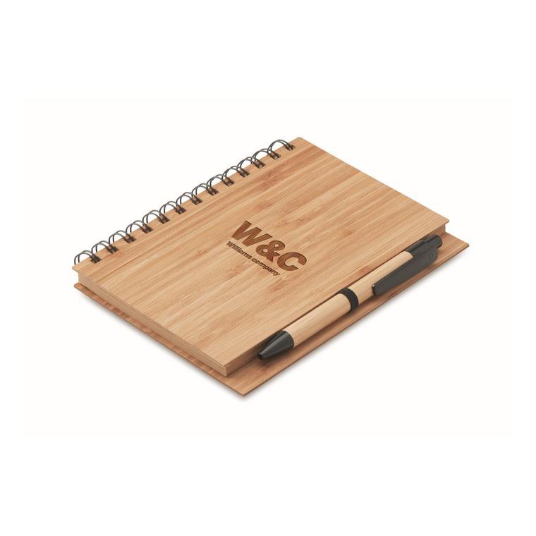 Carnet din bambus cu pix BAMBLOC Natur