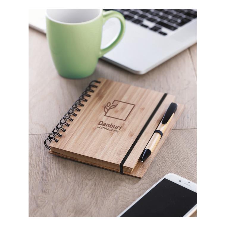 Carnet din bambus cu pix BAMBLOC Natur