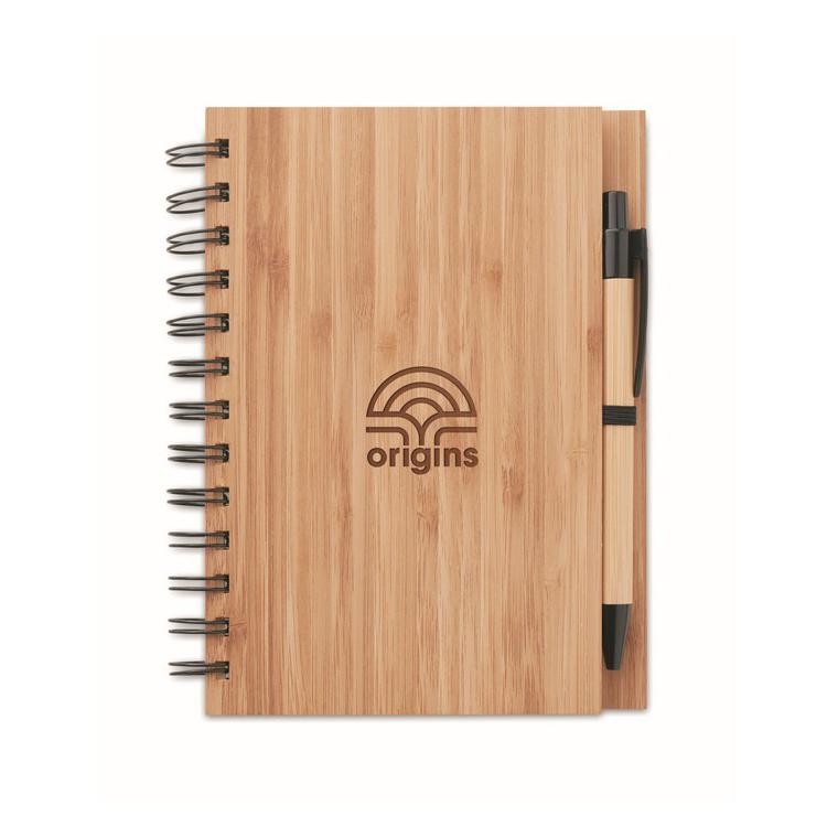 Carnet din bambus cu pix BAMBLOC Natur