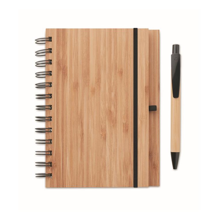 Carnet din bambus cu pix BAMBLOC Natur