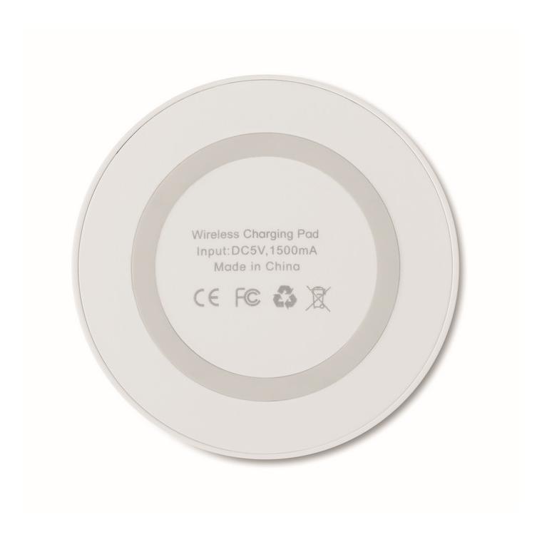 Încărcător rotund mic WIRELESS PLATO Alb