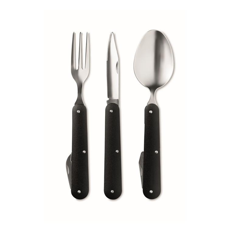 Set tacâmuri camping SS 3 SERVICE Negru