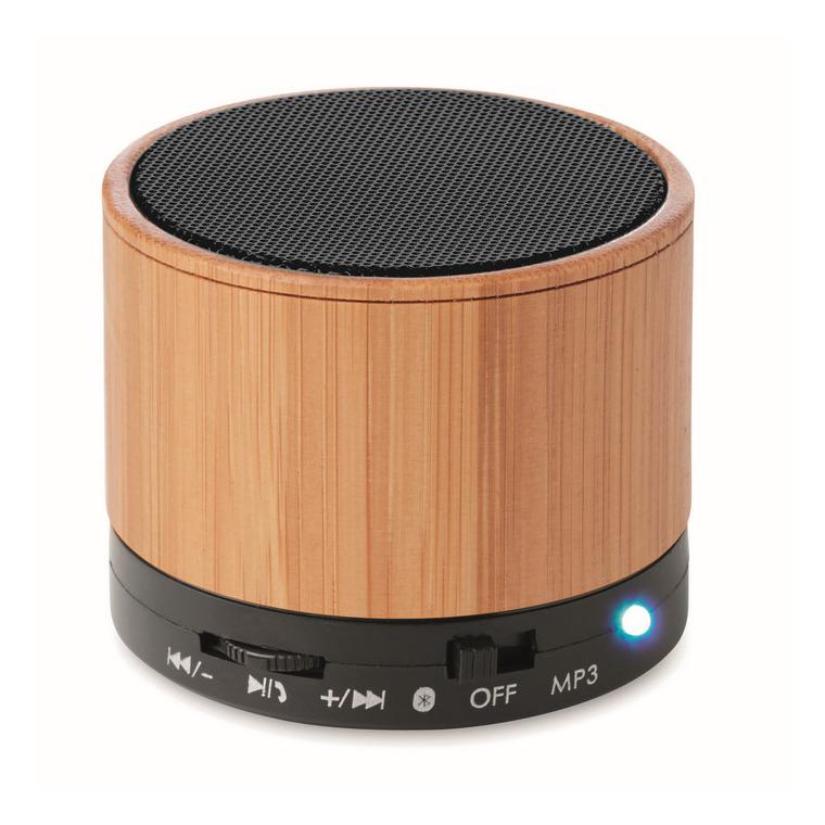 Boxă rotundă wireless bambus ROUND BAMBOO Negru