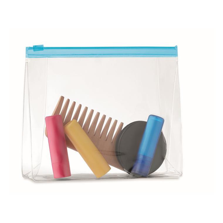 Husă cu fermoar pentru cosmetice COSMOBAG Albastru transparent
