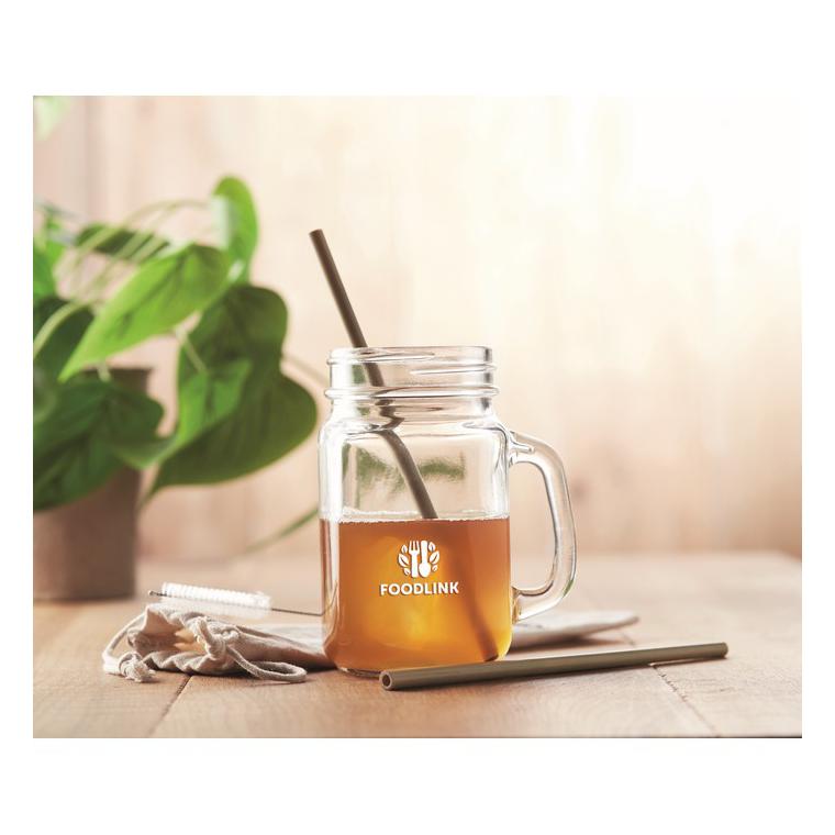 Pai bambus și perie în husă NATURAL STRAW Bej