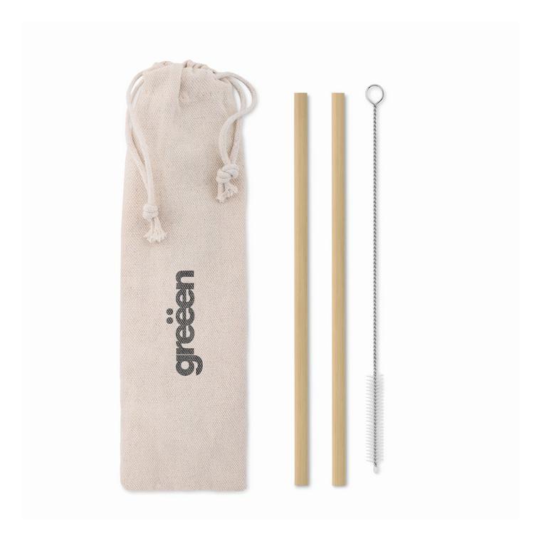 Pai bambus și perie în husă NATURAL STRAW Bej