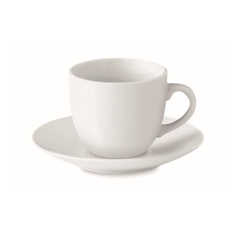 Cană expresso cu farfurioară ESPRESSO Alb
