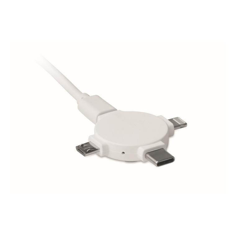Adaptor cablu, 3 în 1 LIGO CABLE Alb