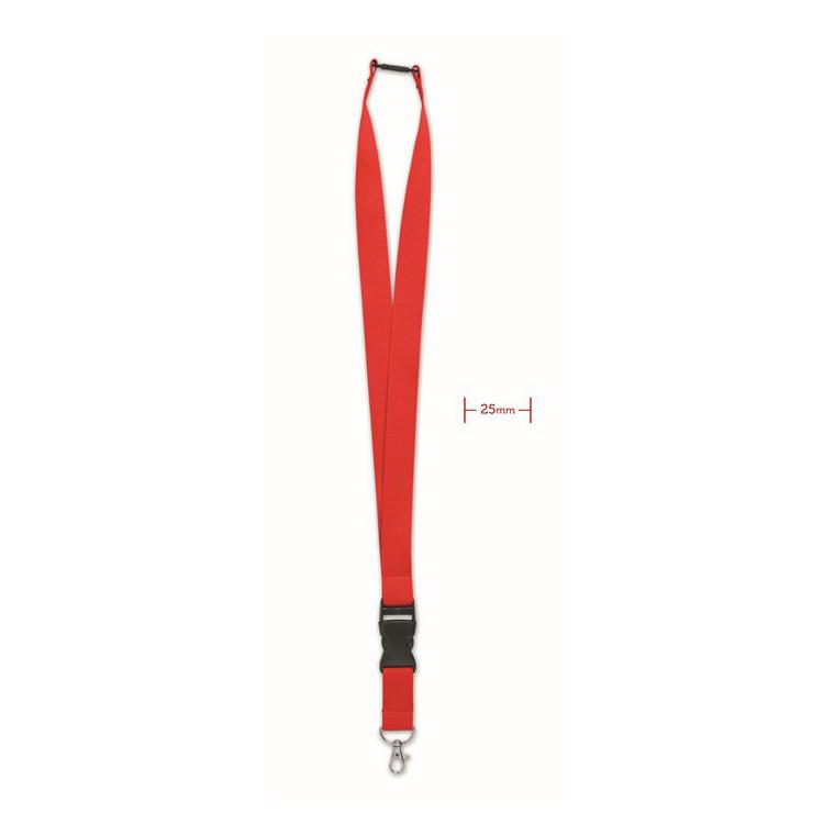 Lanyard, cârlig metalic 25 mm WIDE LANY Roșu