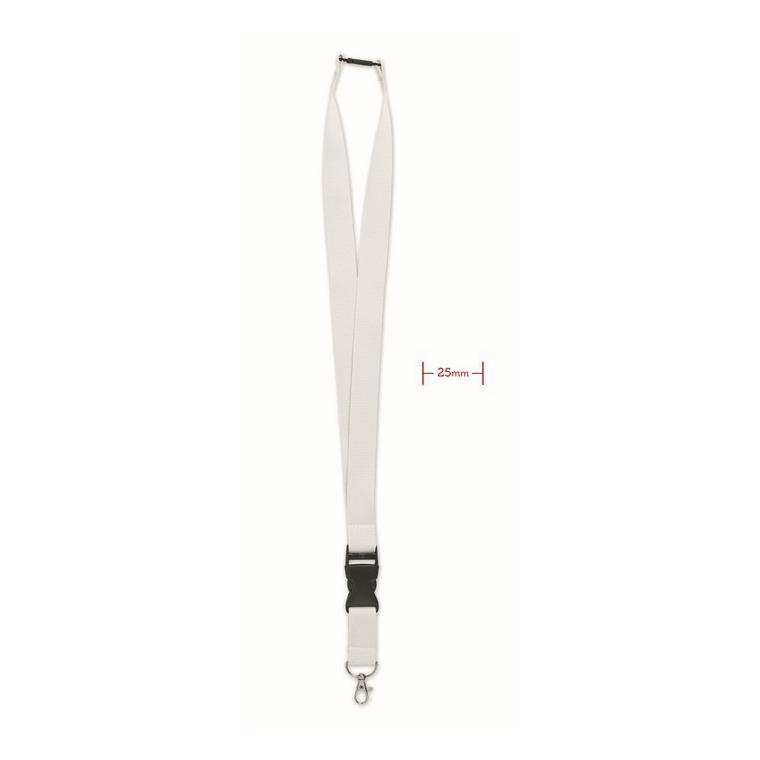 Lanyard, cârlig metalic 25 mm WIDE LANY Alb