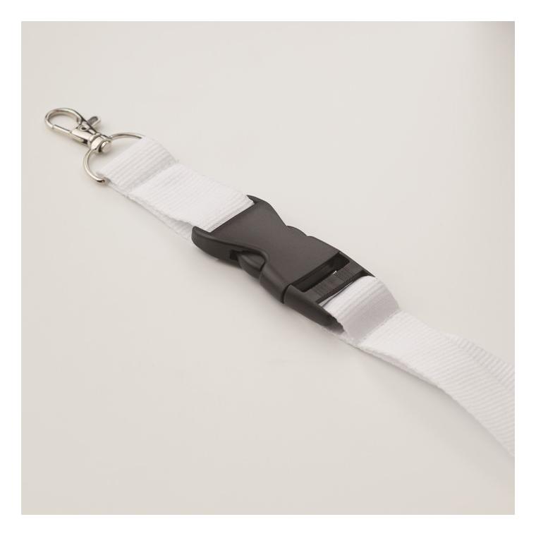 Lanyard, cârlig metalic 25 mm WIDE LANY Alb