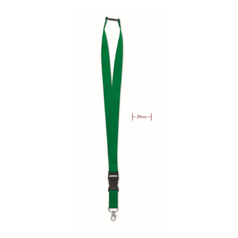 Lanyard, cârlig metalic 25 mm WIDE LANY Verde