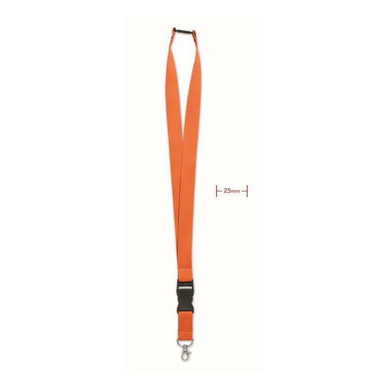 Lanyard, cârlig metalic 25 mm WIDE LANY Portocaliu