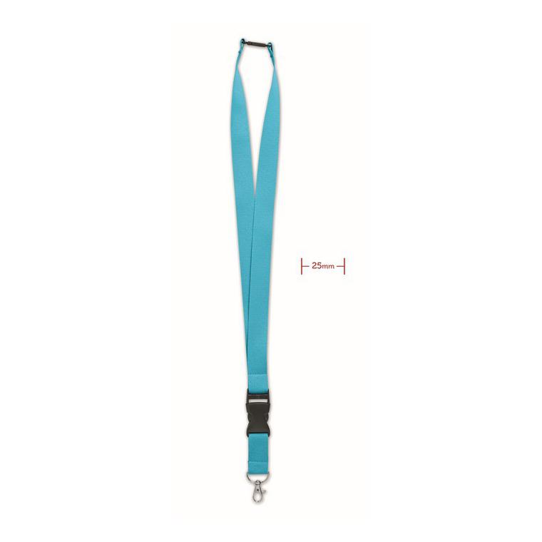 Lanyard, cârlig metalic 25 mm WIDE LANY Turquoise