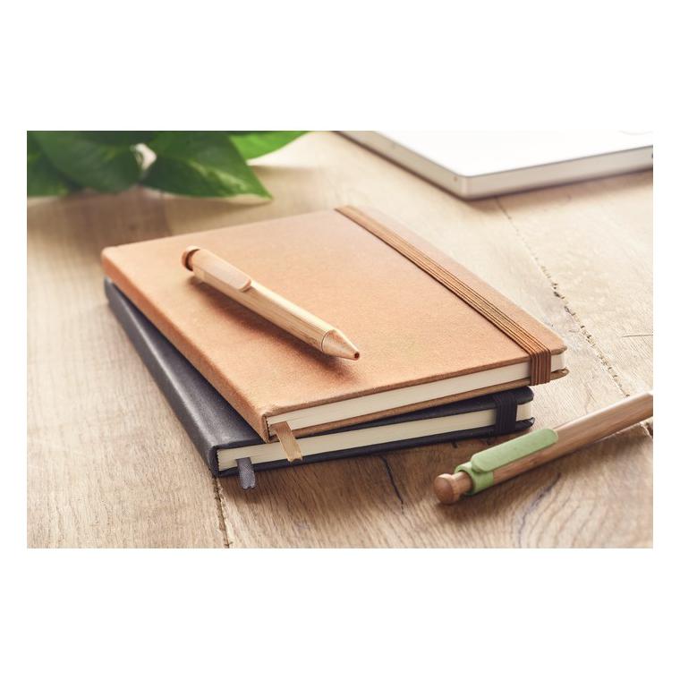 Caiet liniat A5 în PU reciclat BAOBAB Maro