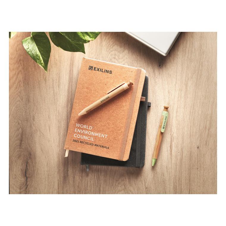 Caiet liniat A5 în PU reciclat BAOBAB Maro