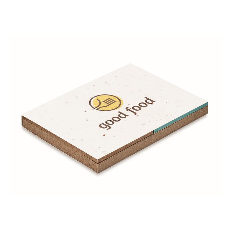 Set Bloc Memo cu semințe iarbă GROW ME Alb