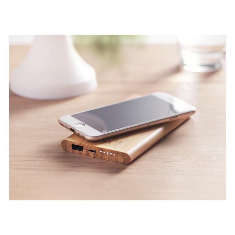 Wireless powerbank în bambus ARENA Natur