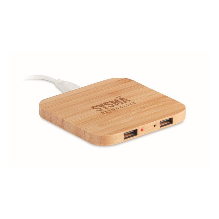 Încărcător wireless din bambus CUADRO Natur