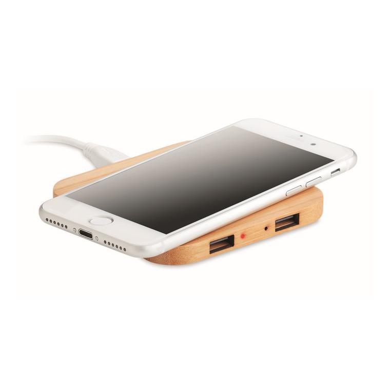 Încărcător wireless din bambus CUADRO Natur
