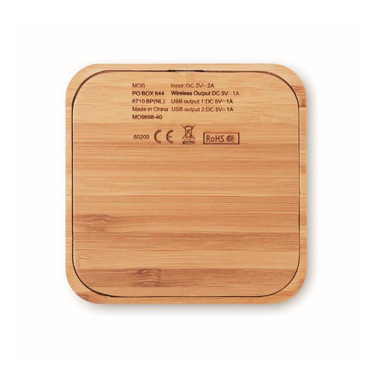 Încărcător wireless din bambus CUADRO Natur