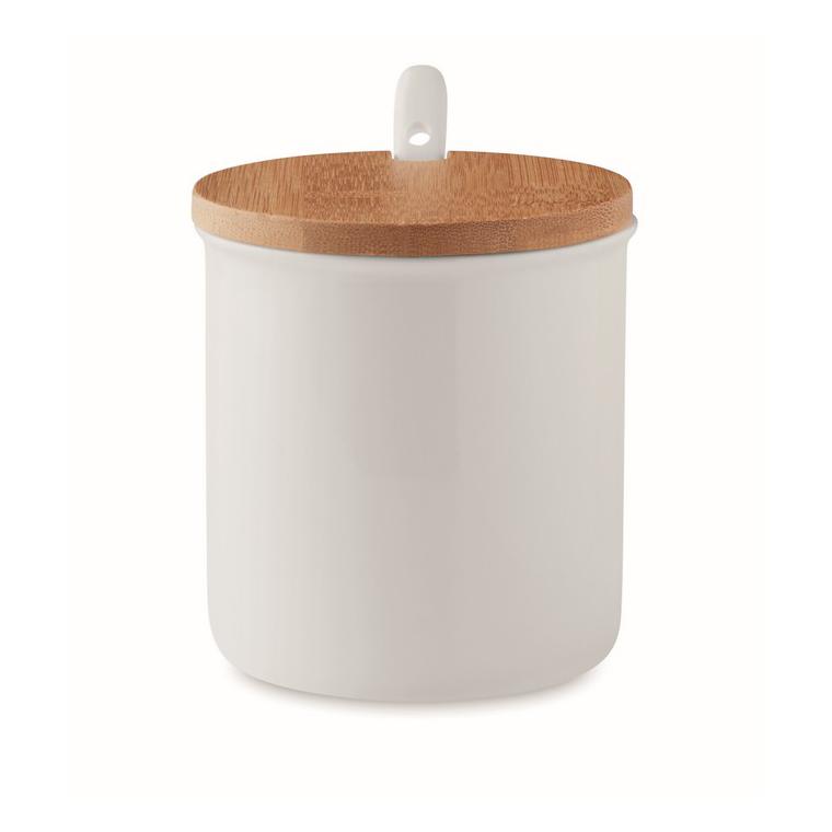 Cană din porțelan cu linguriță KENYA Alb