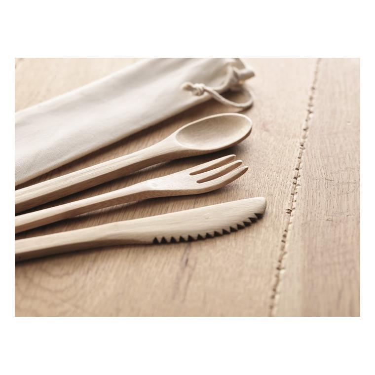 Set de tacâmuri de bambus SETBOO Bej