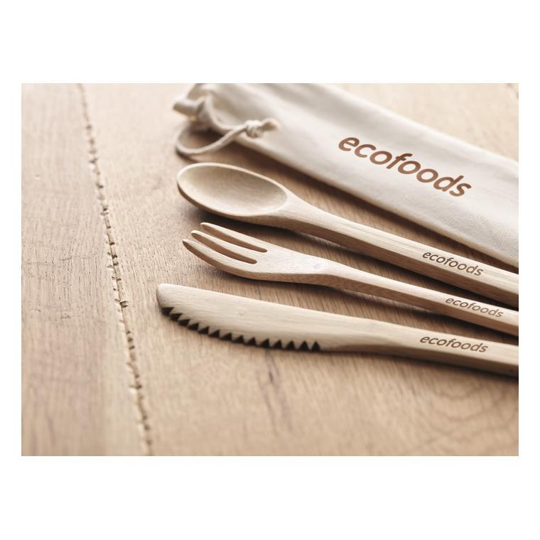 Set de tacâmuri de bambus SETBOO Bej