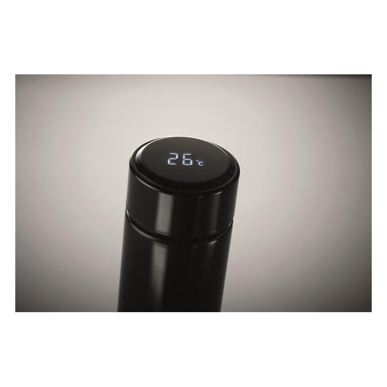 Sticlă cu termometru tactil POLE Negru