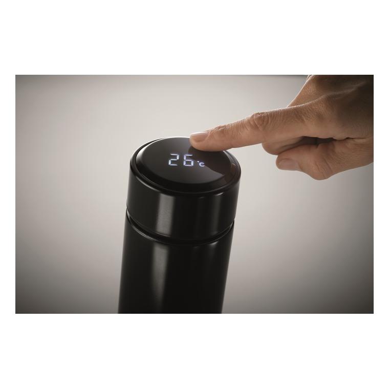 Sticlă cu termometru tactil POLE Negru