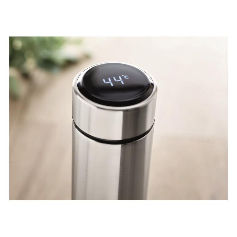 Sticlă cu termometru tactil POLE Argintiu mat