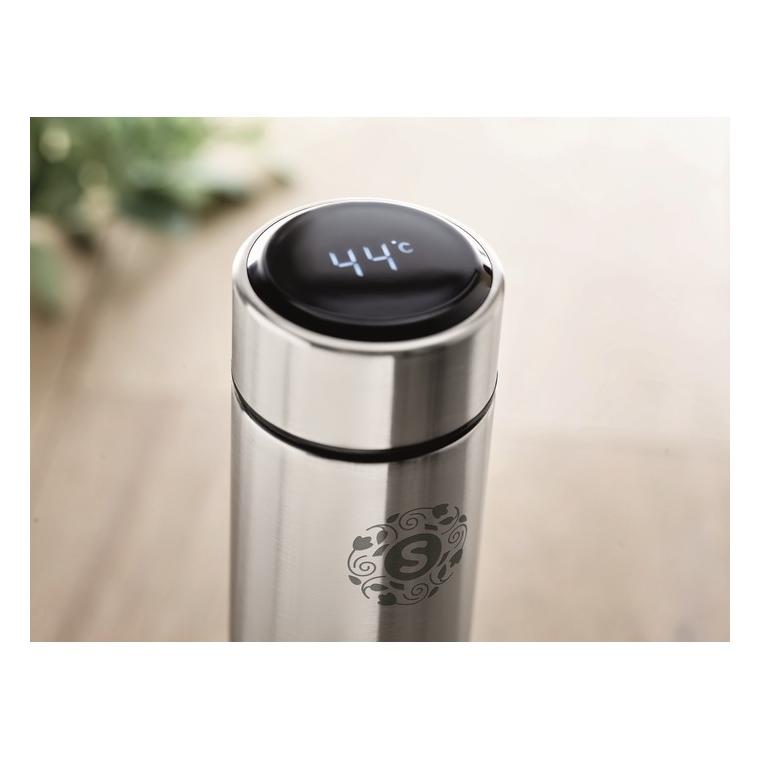 Sticlă cu termometru tactil POLE Argintiu mat