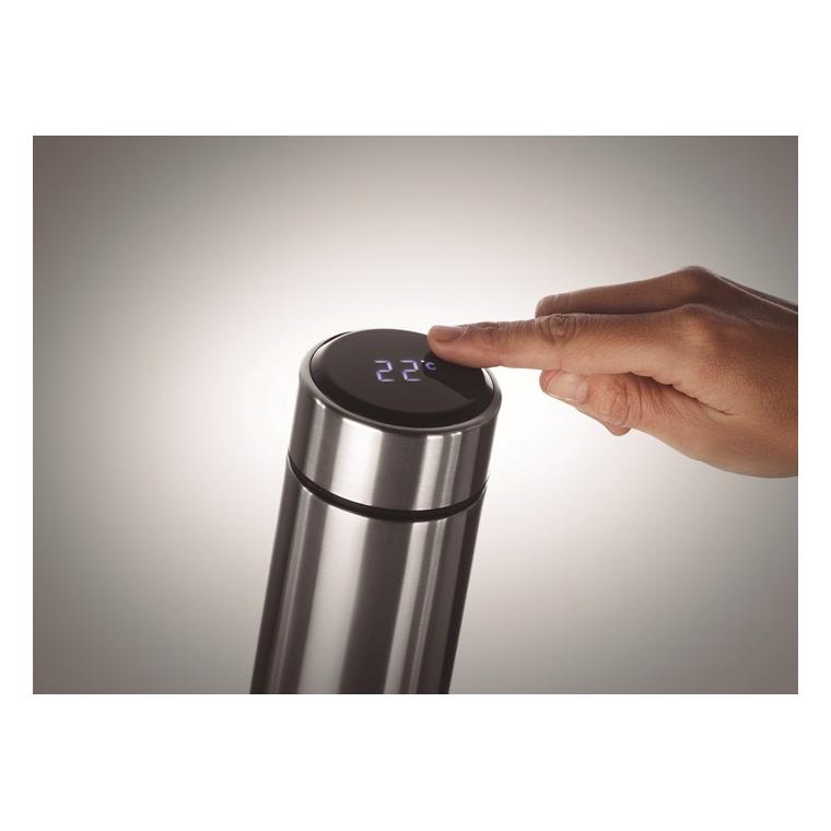 Sticlă cu termometru tactil POLE Argintiu mat