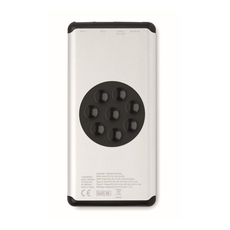 Powerbank 10000 cu ventuză SIUR POWER Argintiu mat