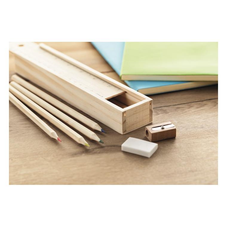 Set de 12 creioane de lemn TODO SET Natur