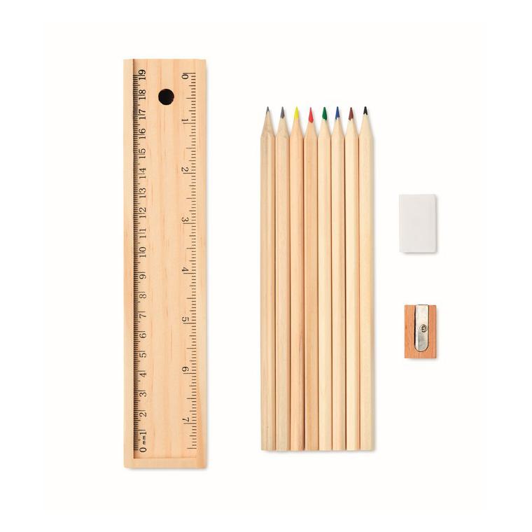 Set de 12 creioane de lemn Natur