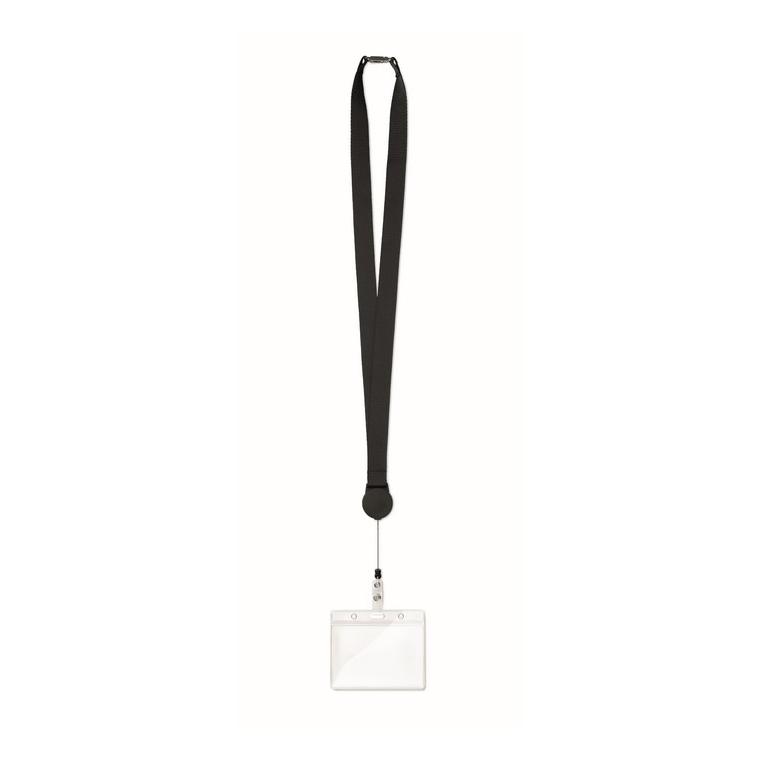 Lanyard cu suport pentru ecuson ZIP LANYARD Negru