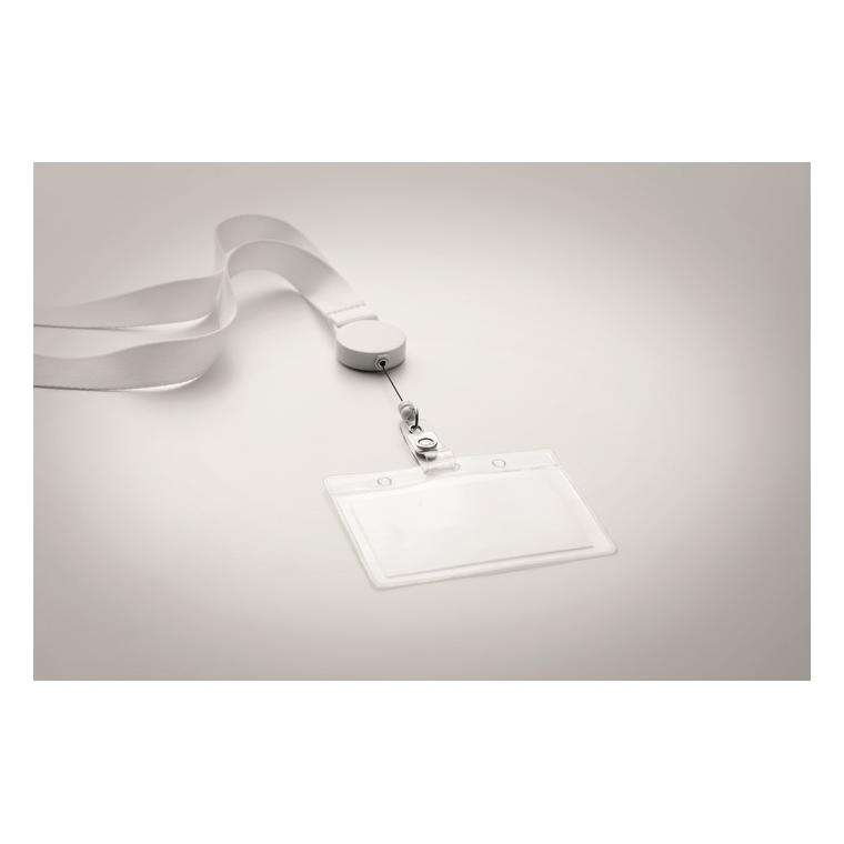 Lanyard cu suport pentru ecuson ZIP LANYARD Alb