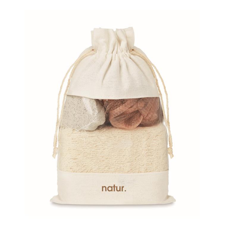 Set de baie în husă de bumbac CUIDA SET Bej